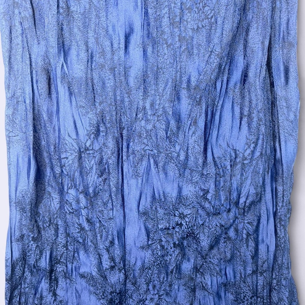 ZARA Crinkled Textured Navy Midi Skirt (Size L / US 10) - Picture 3 of 7